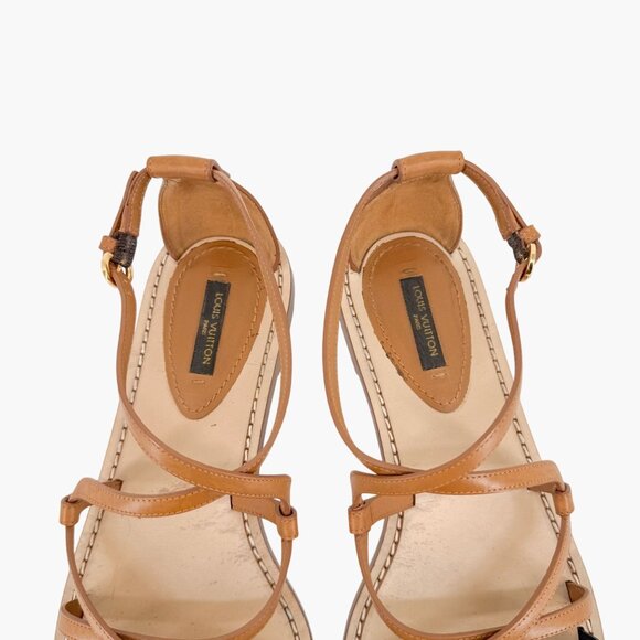 Louis Vuitton South Beach Cross Sandals Size 38.5 US 8.5 Brown Flat LV Leather - Picture 5 of 15